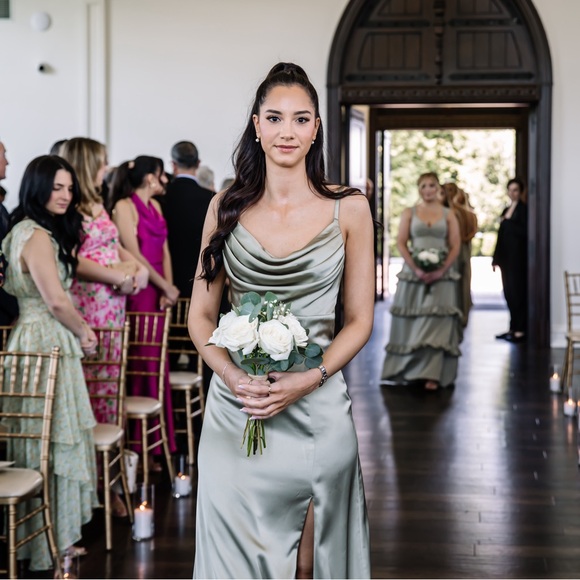 Revelry ember satin dress silver sage - Picture 4 of 5